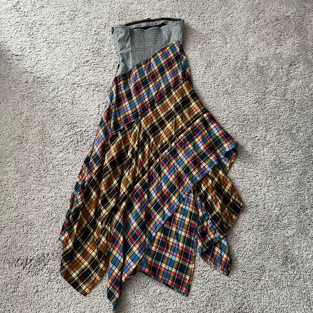 NWT Maeve Anthropologie Plaid Strapless Maxi Dress XXS - Picture 8 of 12